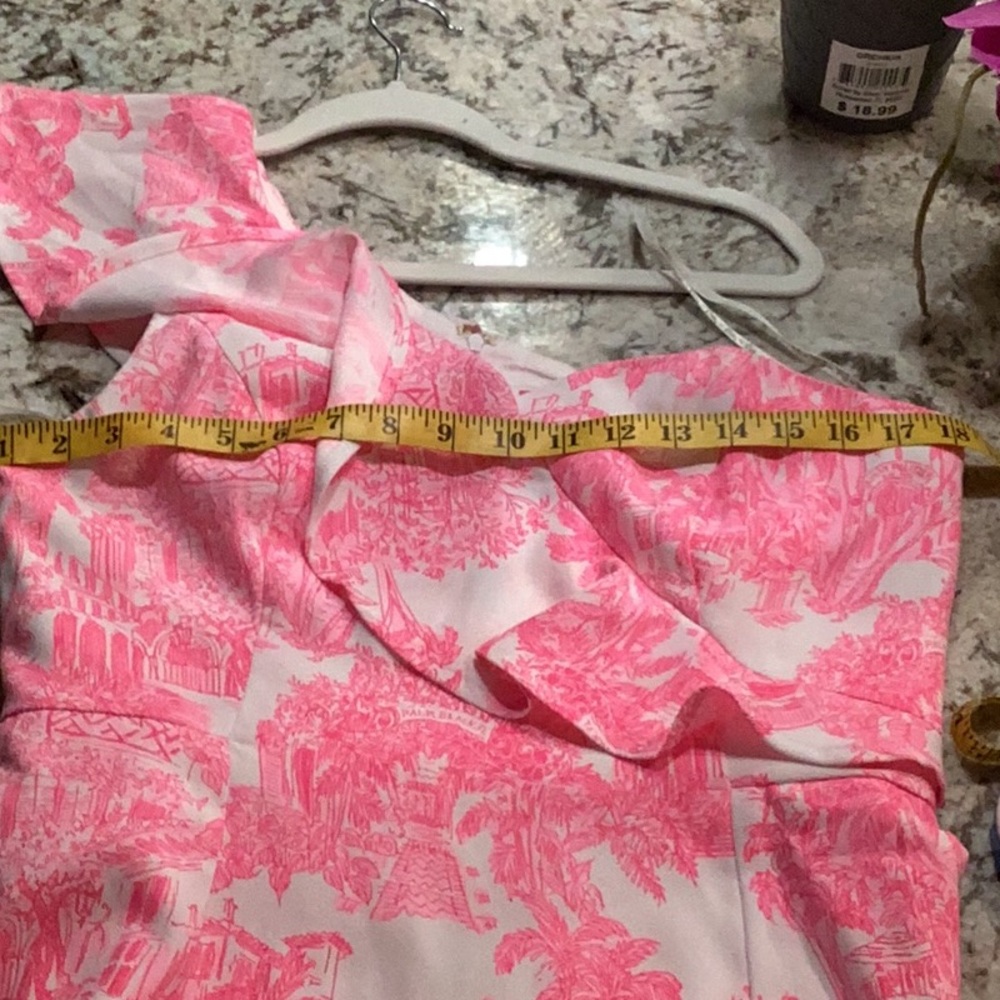 NWT Lilly Pulitzer Ariana one shoulder ruffle romper in Roxie Pink NWT - Picture 11 of 13